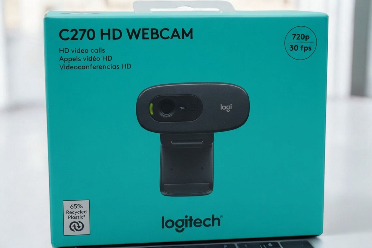 Logitech C270 HD Webcam 720p 30fps USB-A with Noise-Reducing Mic