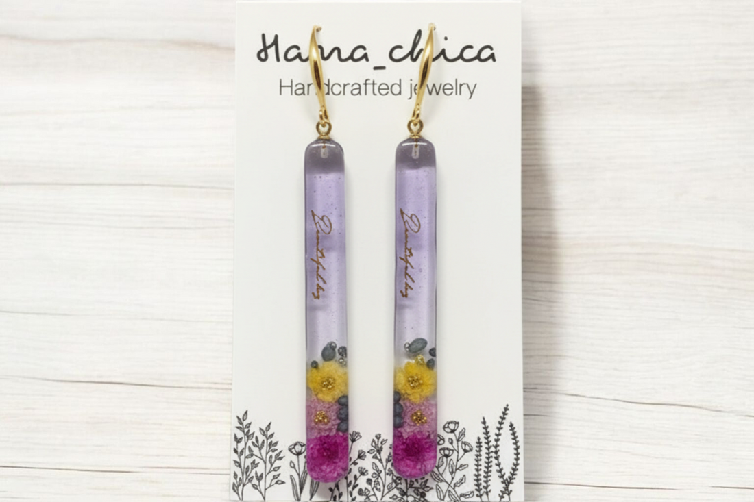 Hanachica Handmade Botanical Resin Earrings by Emi Robertson