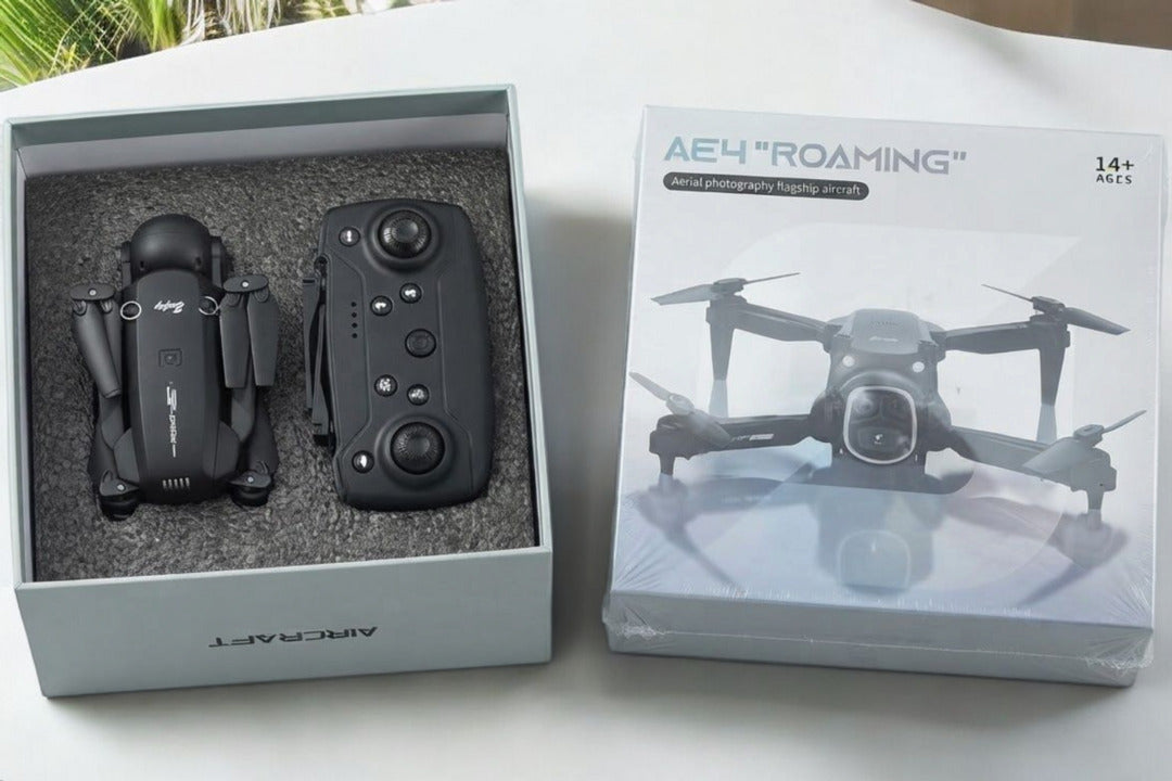 AE4 Foldable Dual-Camera Drone with Remote Control – Black