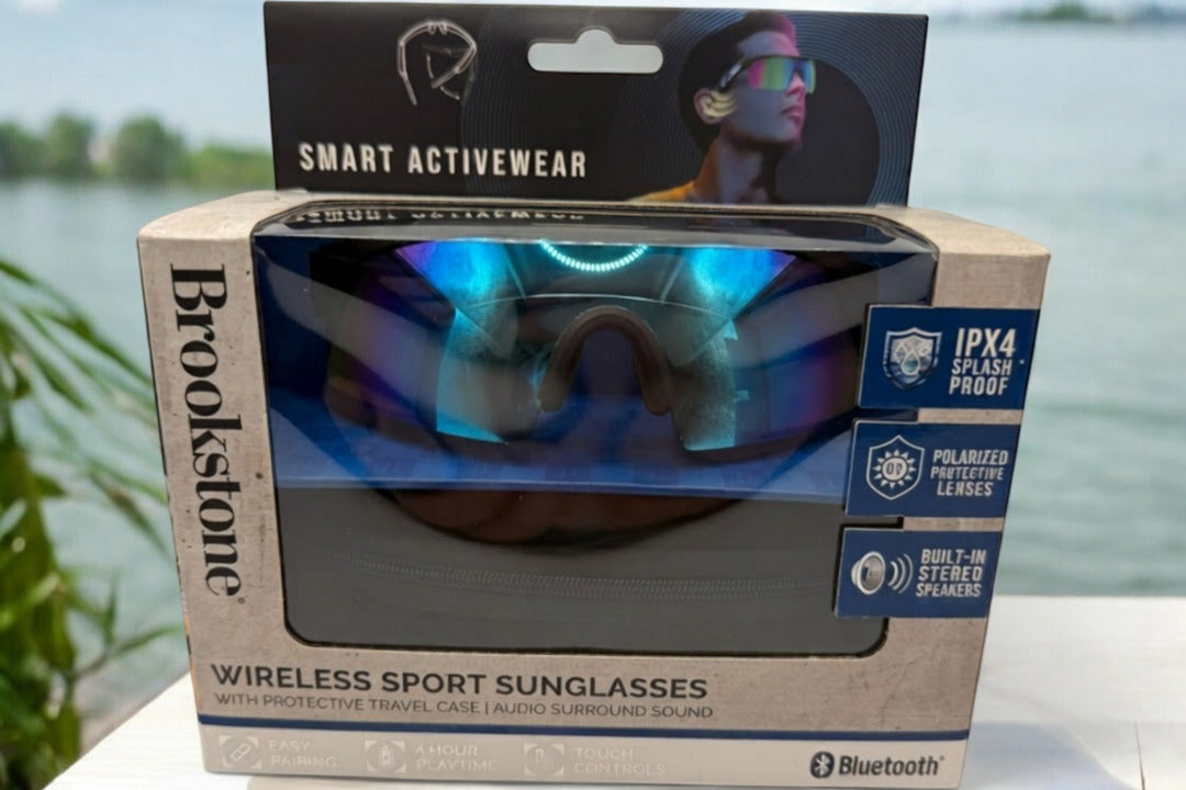 Brookstone Wireless Sport Sunglasses with Built-in Stereo Speakers and Polarized UV Protection