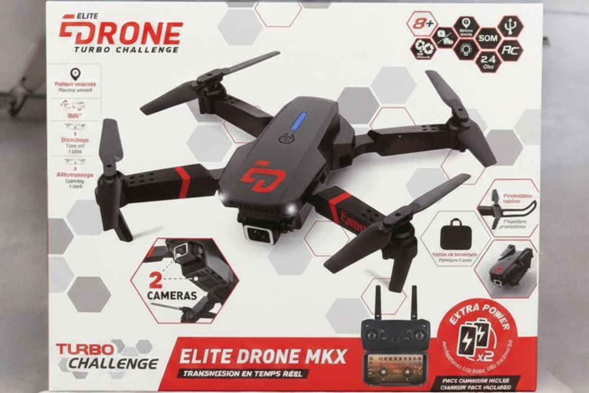 Elite Drone MKX Turbo Challenge with Dual Cameras and Real-Time Transmission