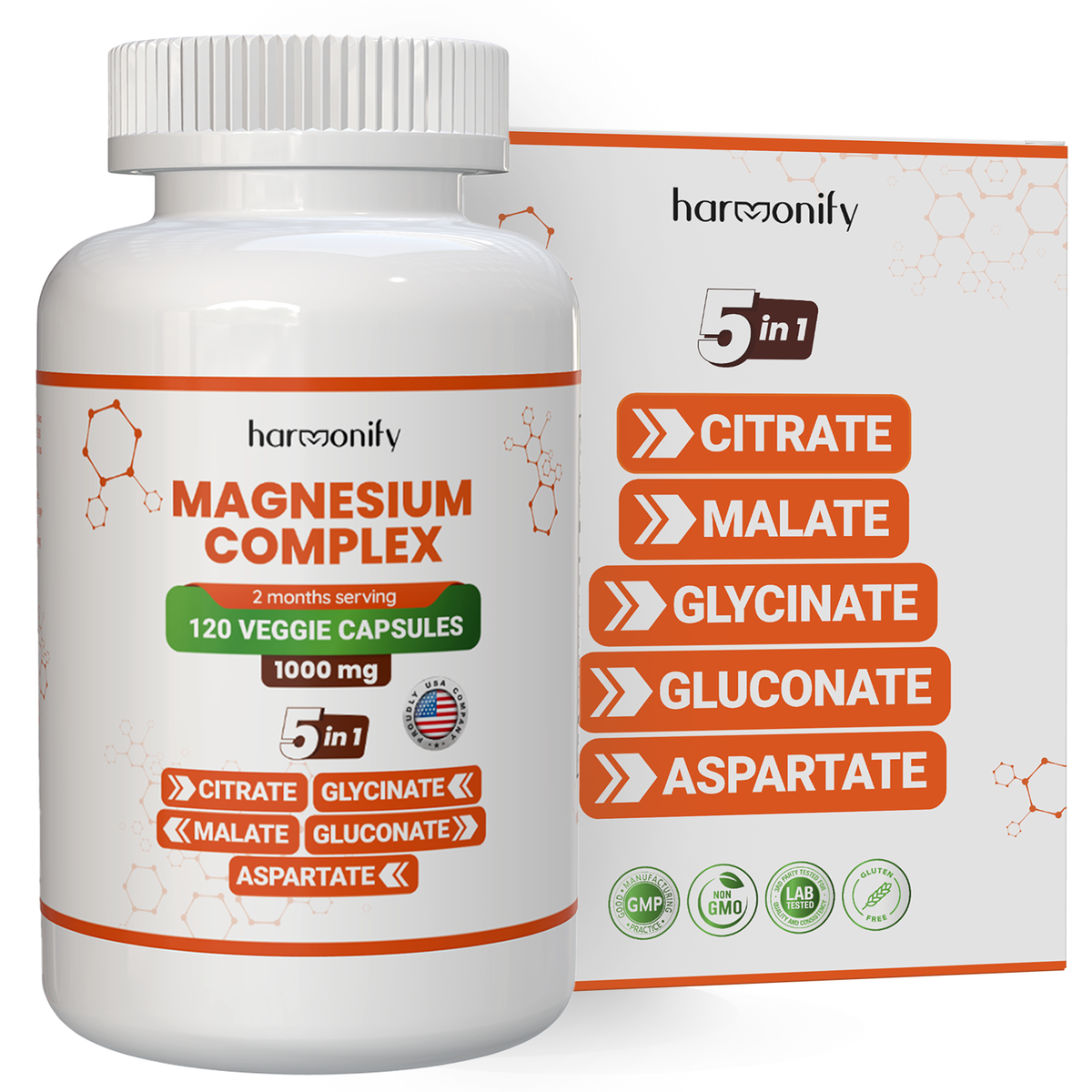 Magnesium Glycinate Citrate Malate Aspartate Gluconate, 5 in - product image 1