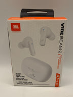 JBL White Vibe Beam 2 True Wireless ANC Earbuds with Charging Case