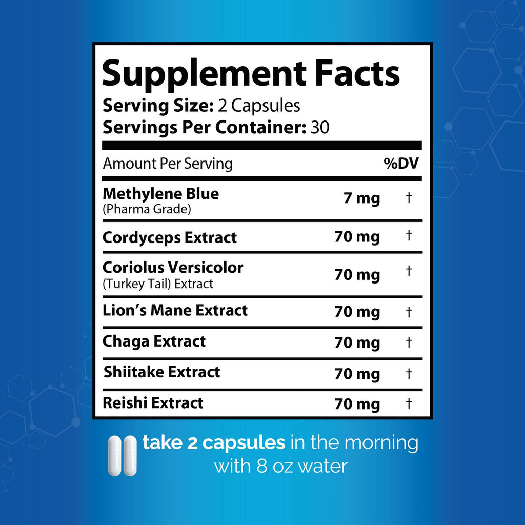 Methylene Blue Capsules with Lion’s Mane, Chaga, Cordyceps - product image 5