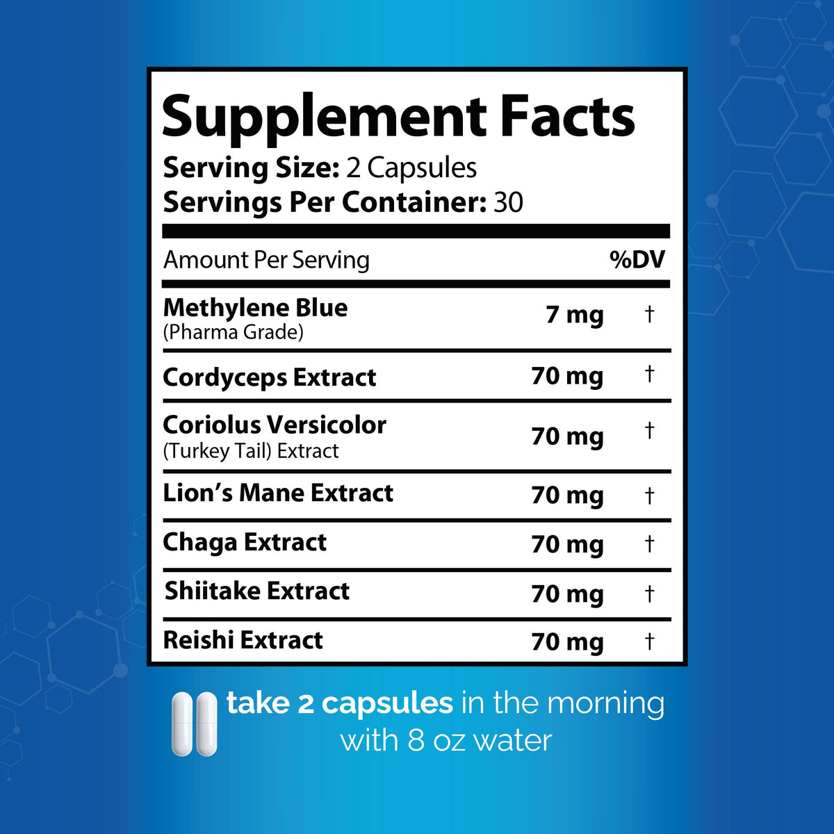 Methylene Blue Capsules with Lion’s Mane, Chaga, Cordyceps - product image 5