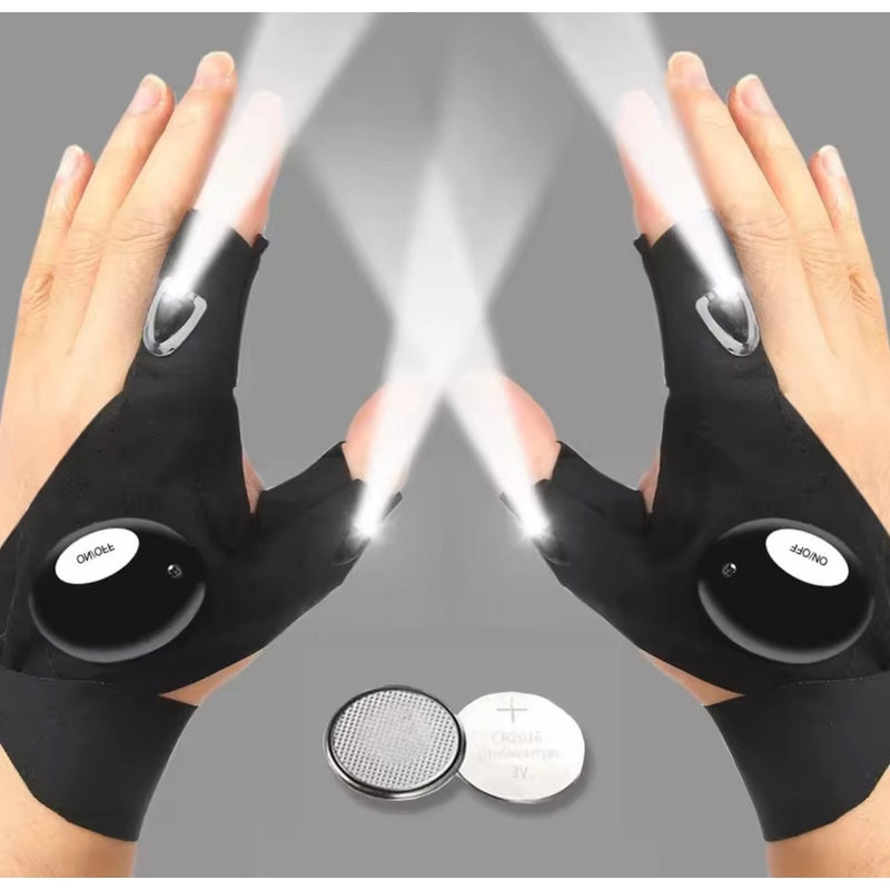 Pair of Black LED Light Up Gloves with On/Off Button - product image 1