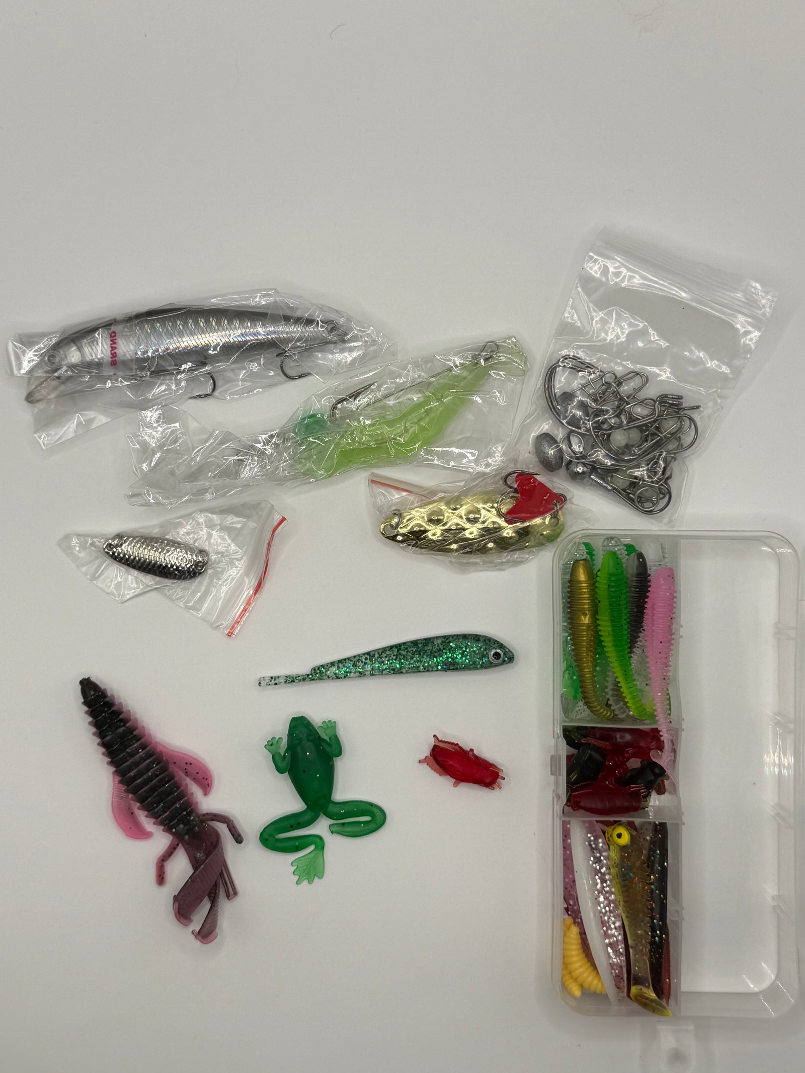 Freshwater Panfish Fishing Tackle Kit with Soft Plastic Baits, Hooks, Jigs, and Spinner Lure in Compartment Box - product
