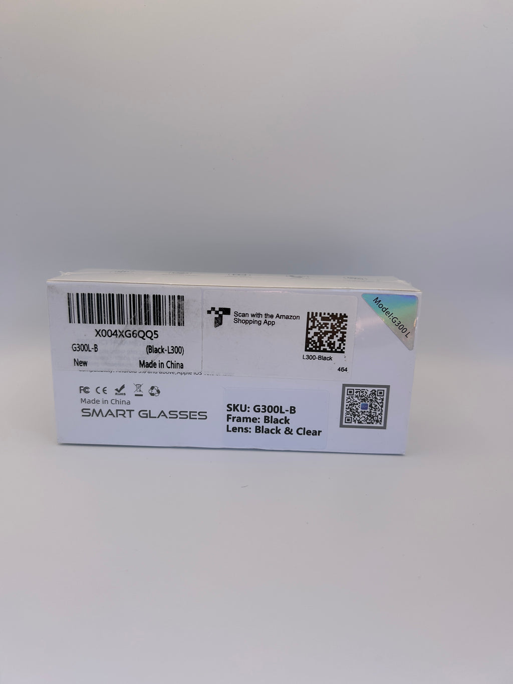 Warchody G300L Smart Glasses, Black Frame, Black & Clear Lenses - product photo 2