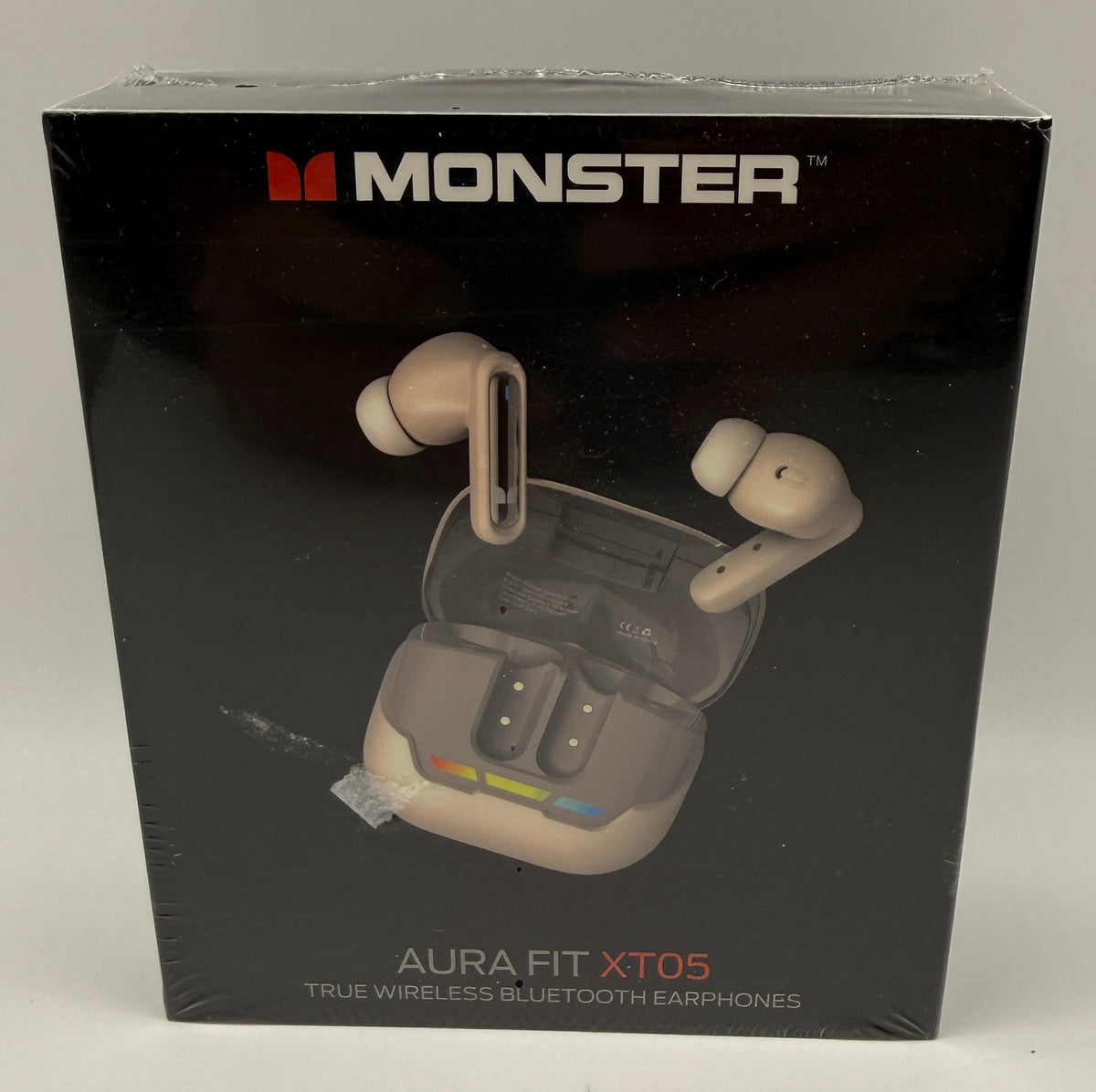 Front view of Monster Aura Fit XT05 Bluetooth Earphones box
