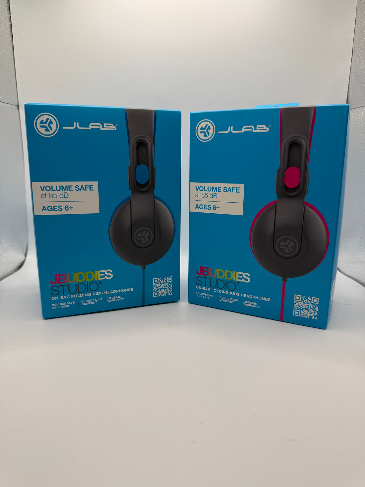 JLab JBuddies Studio2 On-Ear Folding Kids Headphones in Blue