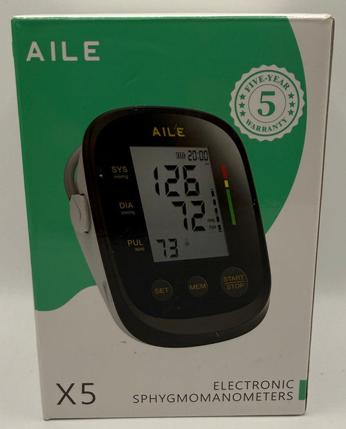 AILE X5 Electronic Sphygmomanometer Blood Pressure Monitor Packaging Front