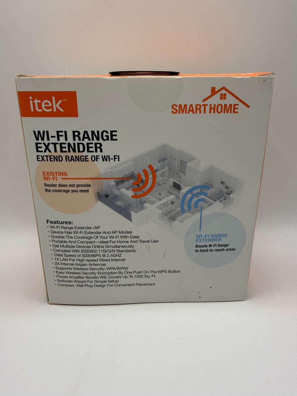 Wi-Fi Range Extender packaging back with features and usage