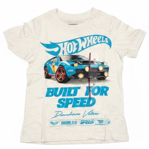 Hot Wheels toddler t-shirt size 3T with blue race car graphic front view