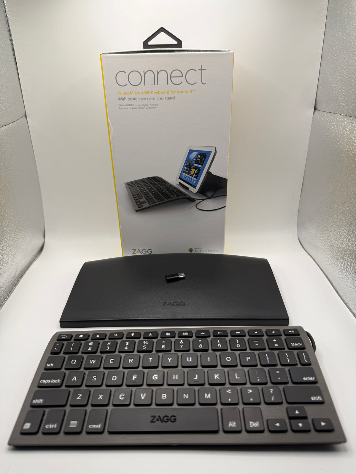 ZAGG Connect wired micro-USB keyboard for Android tablets with protective case and stand