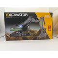 Die-cast metal remote control excavator in action
