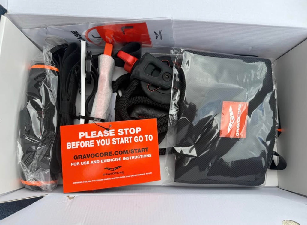 Packaged Gravocore belt with letter