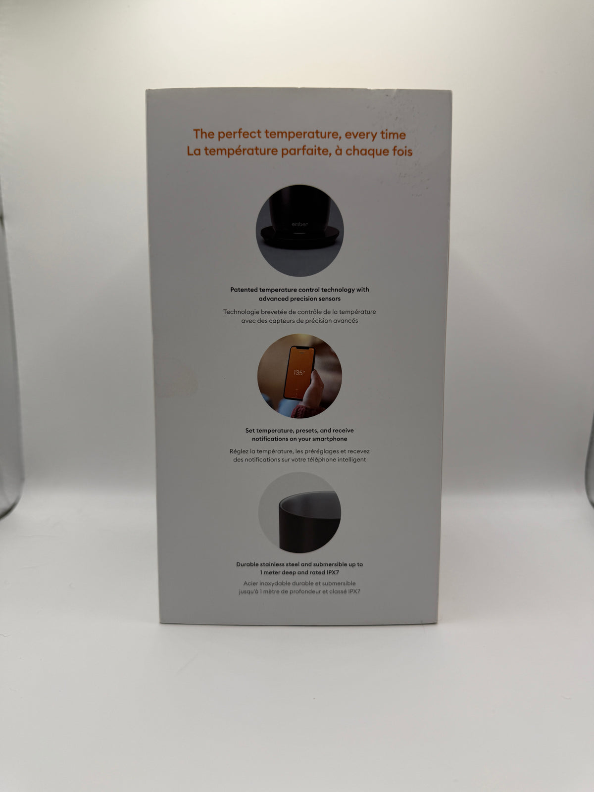 Ember mug product box side with temperature control details
