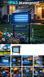 Biftrew Electric Solar Bug Zapper in rain with dimensions