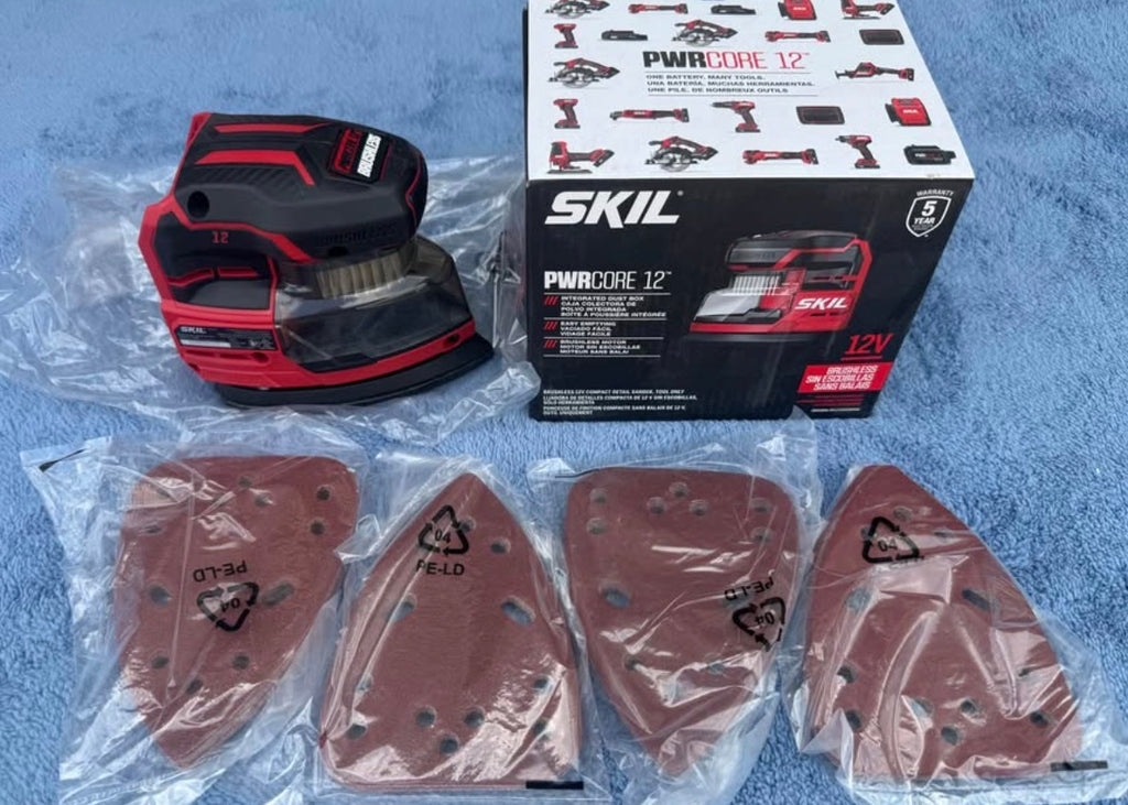 SKIL PWRCore 12 Compact Detail Sander Tool and Sanding Pads