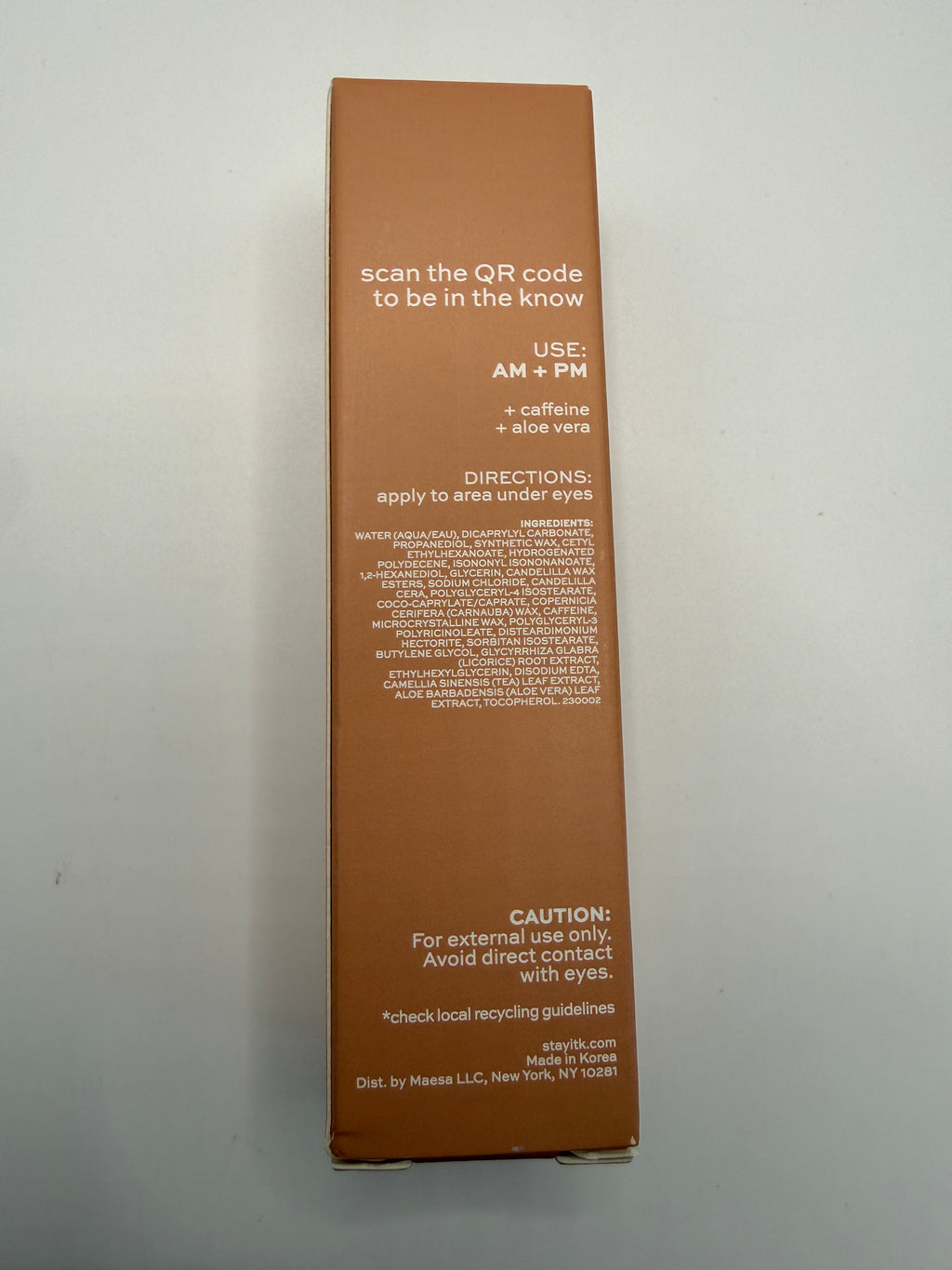 itk Soothing Under Eye Stick package instructions and ingredients