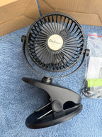 3 boxed SkyGenius mini battery fans