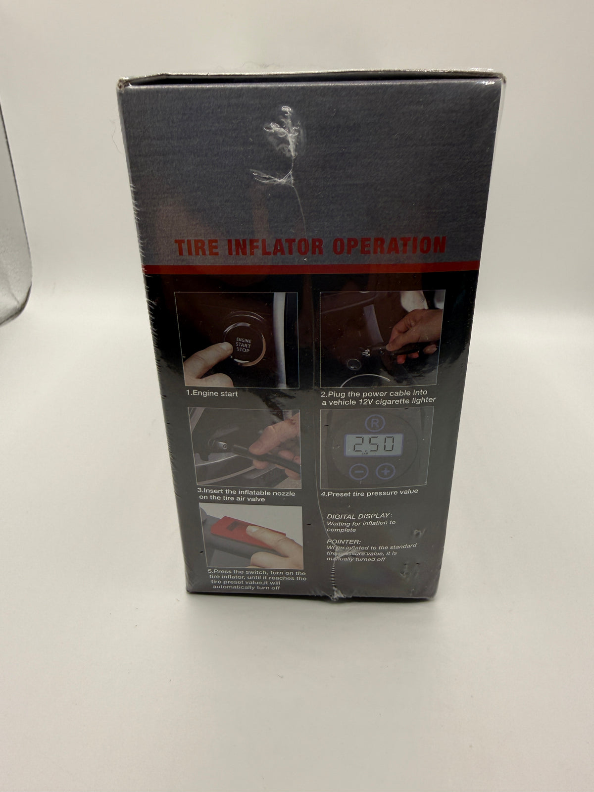 Flykid Tire Inflator Operation Instructions Side