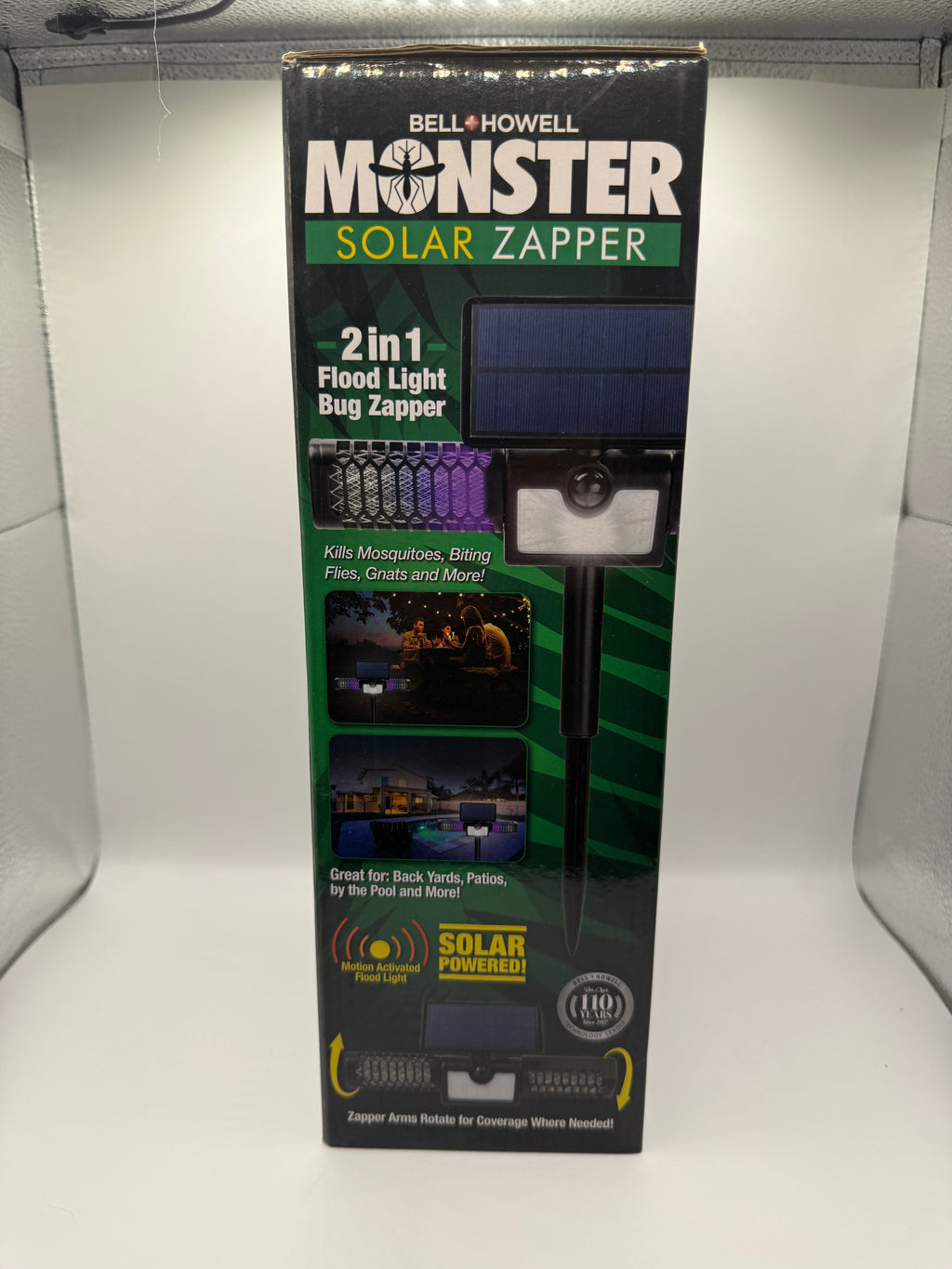 Bell+Howell Monster Solar Zapper packaging side showing features
