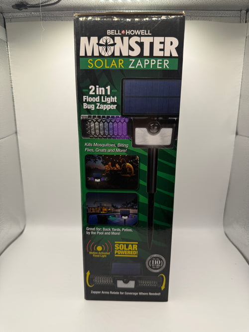 Bell+Howell Monster Solar Zapper packaging side showing features