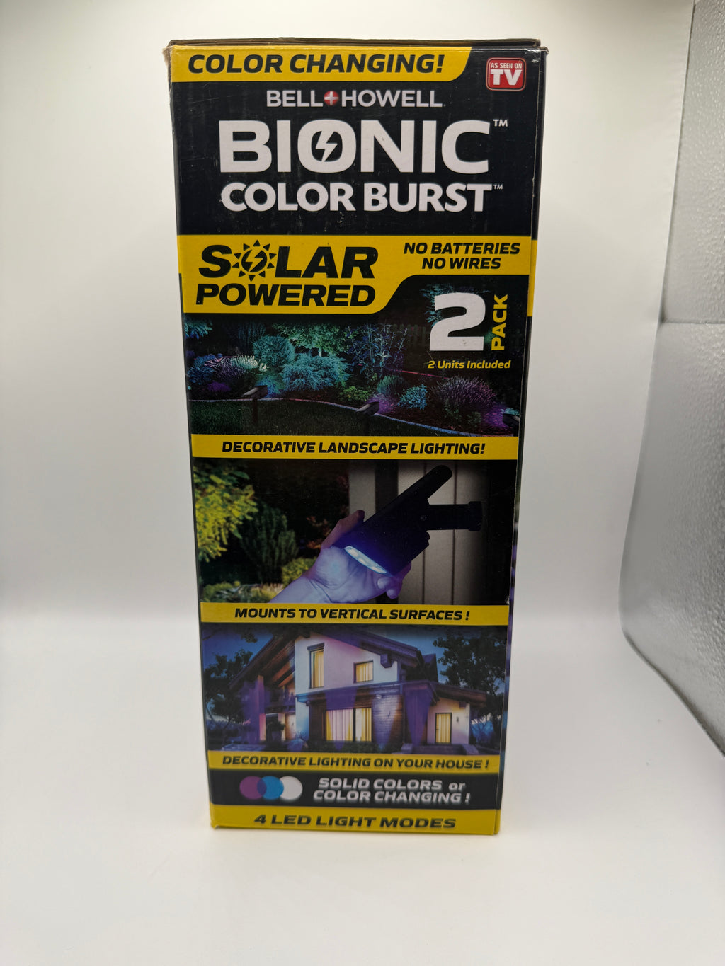 Side view of Bell + Howell Bionic Color Burst box showing features