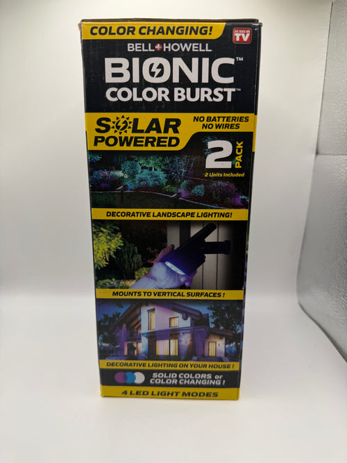 Side view of Bell + Howell Bionic Color Burst box showing features