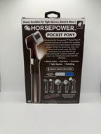 Horsepower Pocket Pony back packaging showing features and brush heads