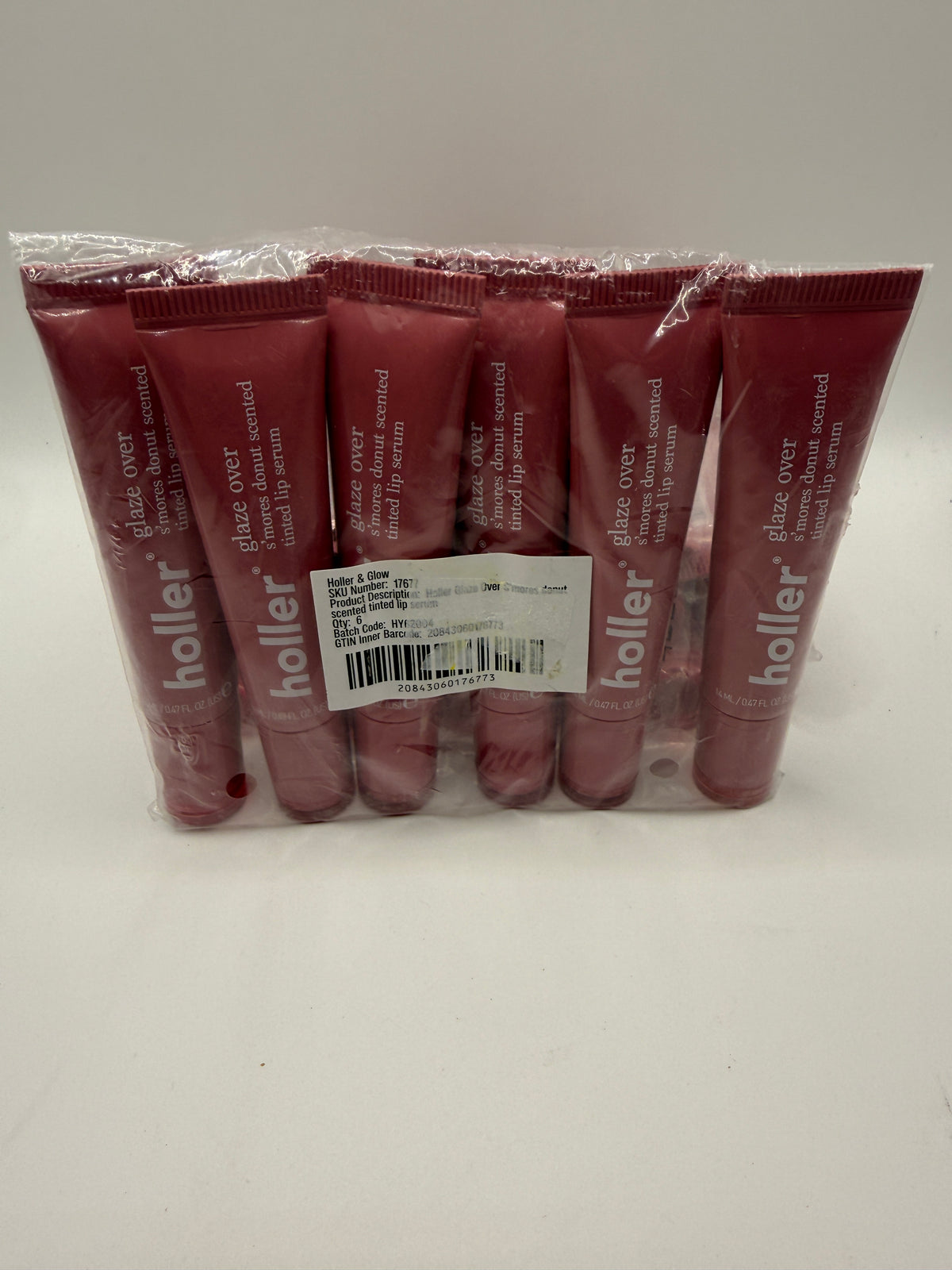 Holler & Glow Glaze Over S'mores Donut tinted lip serum 6 pack front view