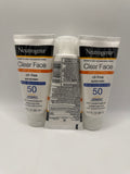 Neutrogena Clear Face Oil-Free Sunscreen SPF 50 3 Pack Front