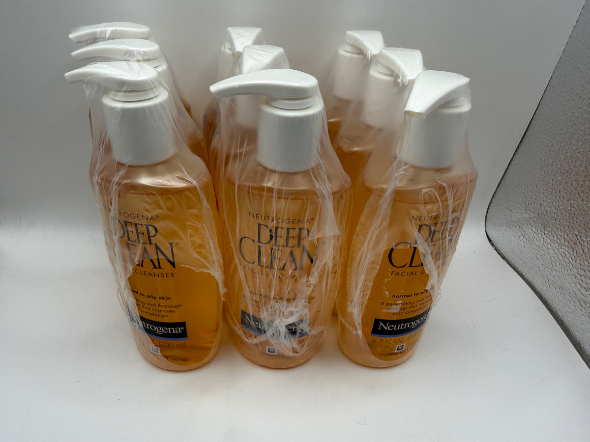 Neutrogena Deep Clean Facial Cleanser 6.7 fl oz pump bottle shrink wrapped, front view