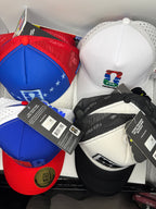 Close-up of FIFA World Cup 2026 logo embroidery on multiple hats