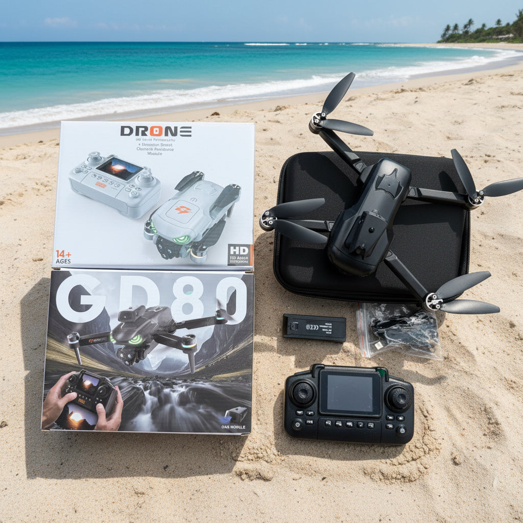 GD80 foldable drone with propellers deployed