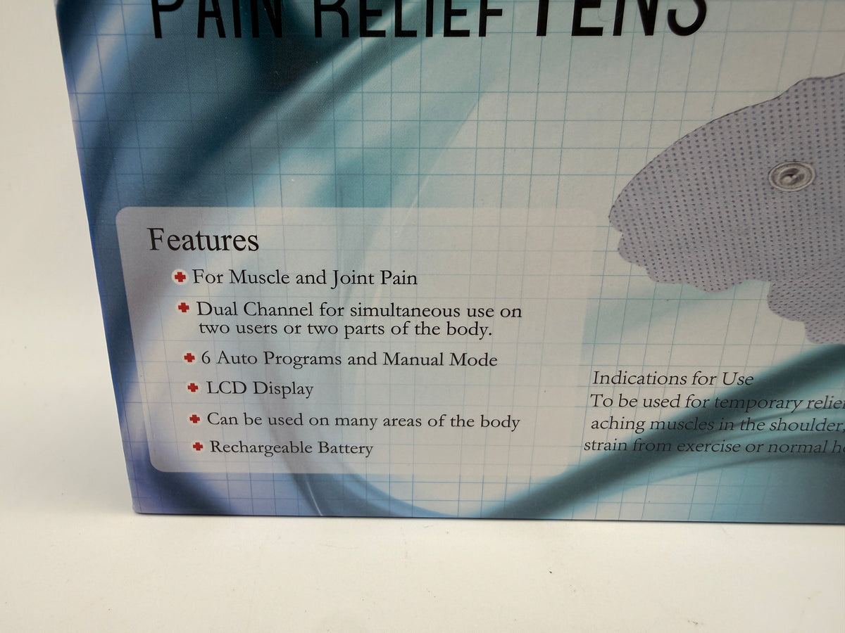 Close-up of SantaMedical ElectroTherapy TENS features and accessories list