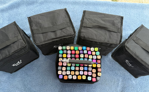 Set of black carry cases for 80 count markers