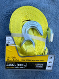 Smart Straps 2 inch x 30 feet tow strap with metal hook ends rolled up