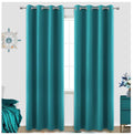 Koufall teal blackout curtain panels 84 inch hung on rod
