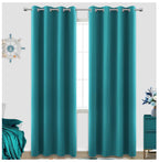 Koufall teal blackout curtain panels 84 inch hung on rod