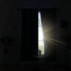 Light blocked by Koufall teal blackout curtains in dark room
