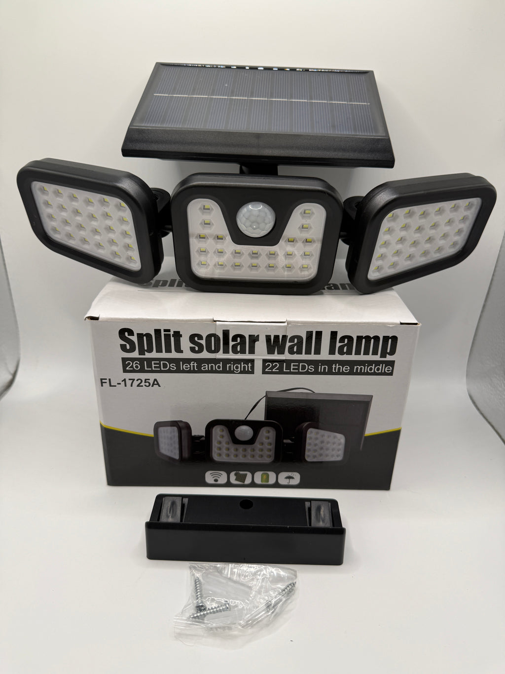 FL-1725A Split Solar Wall Lamp front view showing solar panel and LED lights