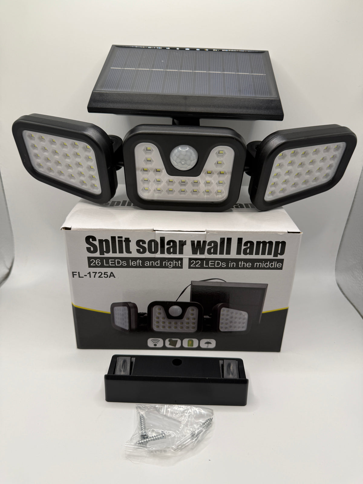 FL-1725A Split Solar Wall Lamp front view showing solar panel and LED lights