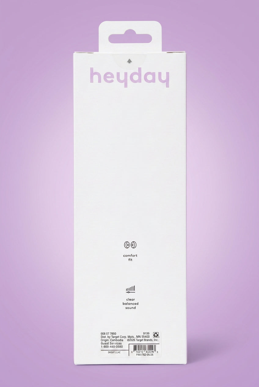 heyday Core Series Wired On‑Ear Headphones (Bright Lilac) - product photo 3