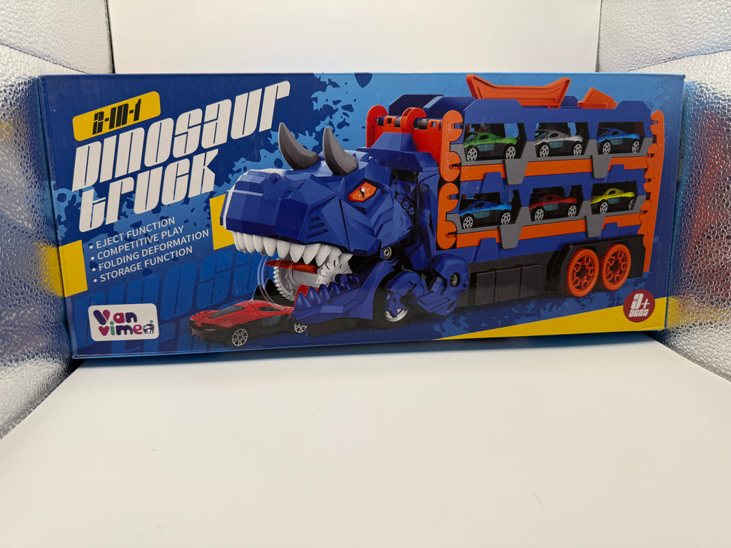 Blue 2-in-1 Dinosaur Truck Toy with mini cars