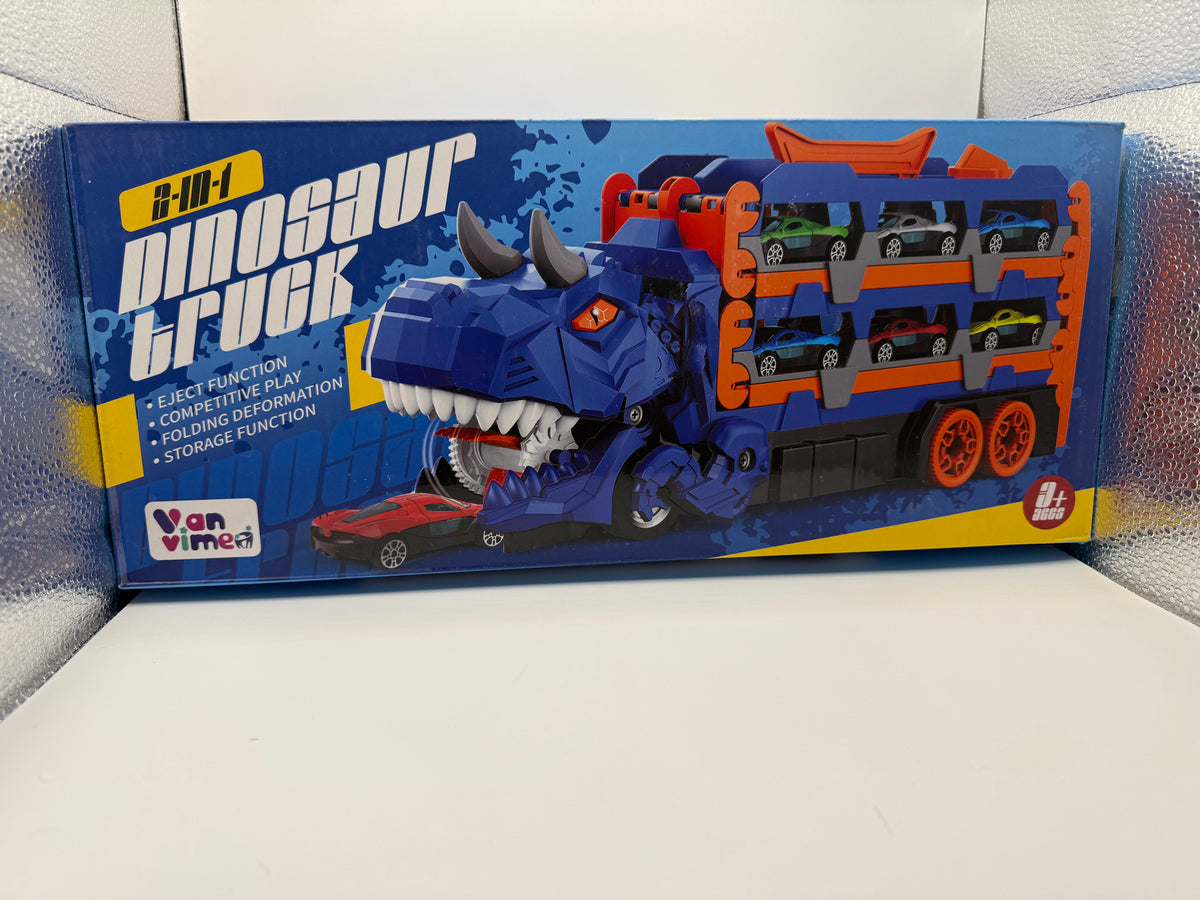 Blue 2-in-1 Dinosaur Truck Toy with mini cars
