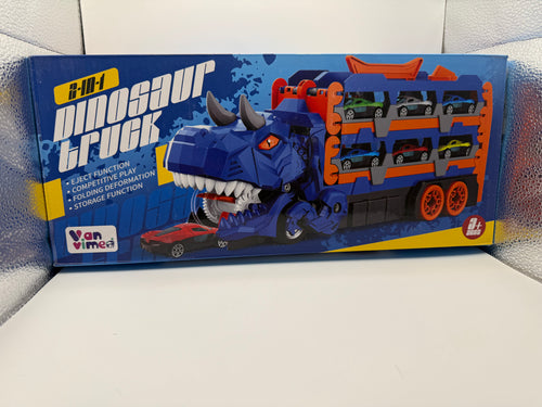 Blue 2-in-1 Dinosaur Truck Toy with mini cars