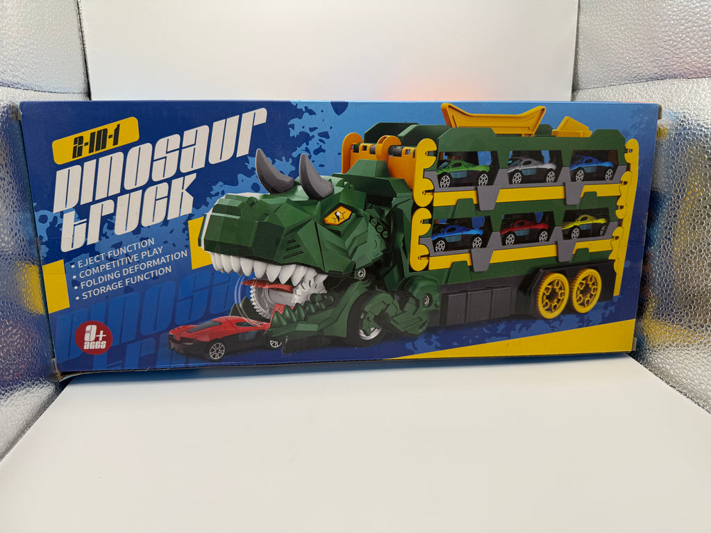 Green 2-in-1 Dinosaur Truck Toy with mini cars