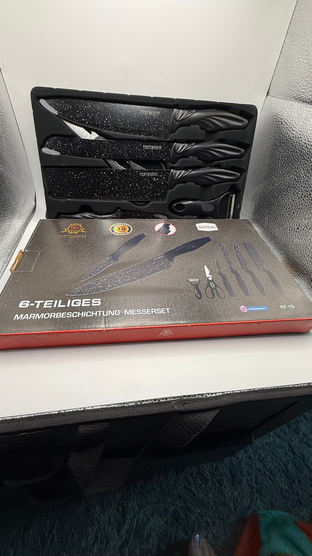 Penthouse 6-piece marble coated knife set in box